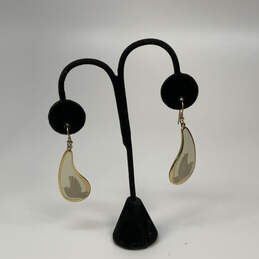 Designer Laurel Burch Gold-Tone Cream Swallow Large Teardrop Drop Earrings