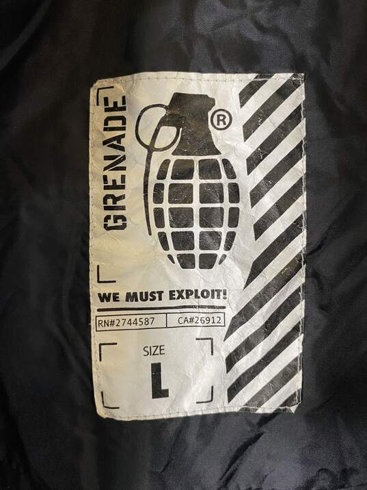Grenade Black Oversized Bomber Jacket w/ Hood L image number 3