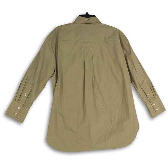 NWT Womens Tan Long Sleeve Spread Collar Button-Up Shirt Size LP image number 2