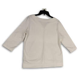 Womens White Split Neck 3/4 Sleeve Slit Pullover Blouse Top Size L Reg alternative image