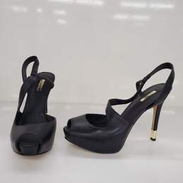 Guess Hilarie Black Leather Platform Pump Heels Women's Size 9.5M