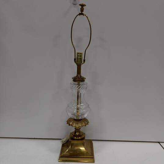 Vintage Brass and Glass Lamp image number 1