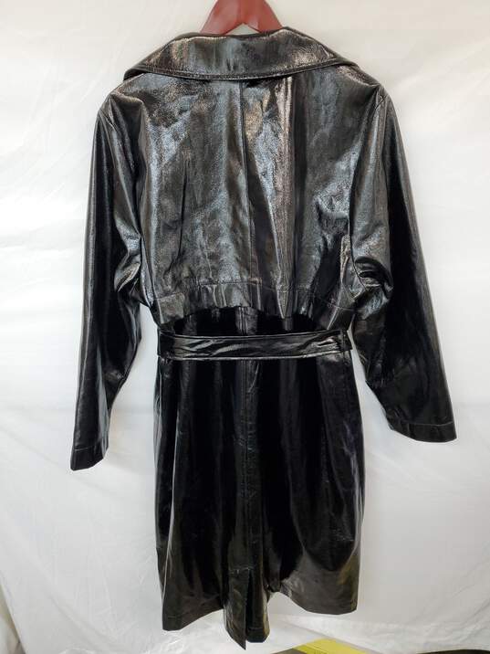 Wm Nina Parker Black Beauty Faux-Leather Polyester Trench Coat Sz 2X image number 2