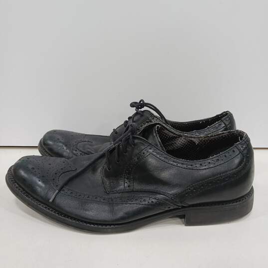 Mens 96-98724 Black Leather Lace Up Wing Tip Low Top Oxford Dress Shoes Size 12M image number 3