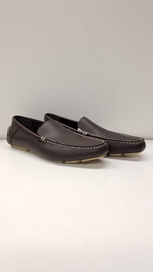 Calvin Klein Miguel Brown Perforated Leather Driver Loafers Men's Size 10 image number 3