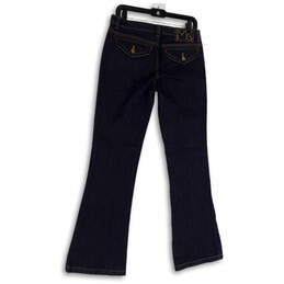 Womens Blue Medium Wash Logo Pockets Stretch Denim Flared Leg Jeans Size 6 alternative image