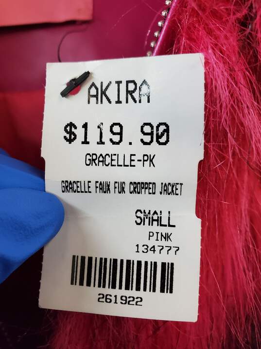 Azalea Wang Akira Pink Gracelle Faux Fur Cropped Jacket Size S image number 4