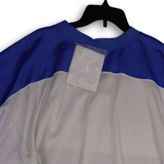 NWT Mens White Blue V-Neck Short Sleeve Side Slit Pullover T-Shirt Size 52 image number 3