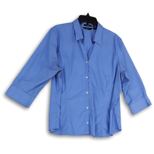 Mens Blue Stretch Wrinkle-Resistant 3/4 Sleeve Button-Up Shirt Size 2XL image number 1