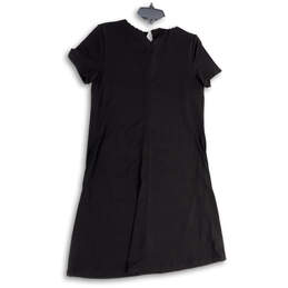 NWT Womens Black Short Sleeve Collared Knee Length Shift Dress Size Medium alternative image