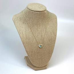 Designer Kendra Scott Gold-Tone Ari Heart Abalone Shell Pendant Necklace