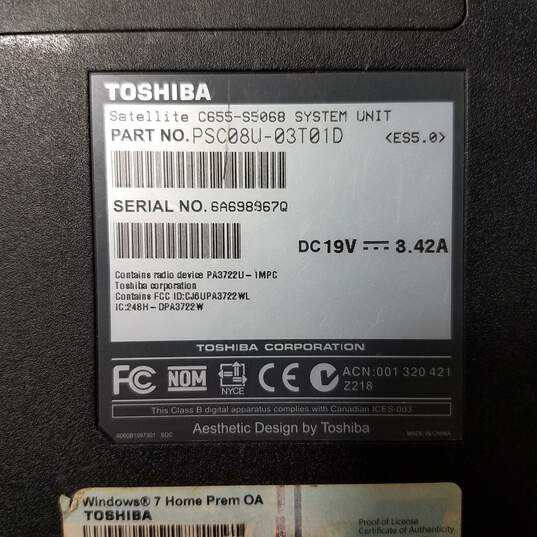 Toshiba satellite C655 15 inch Intel Dual-Core 2.3GHz CPU 4GB RAM 320GB HDD image number 7