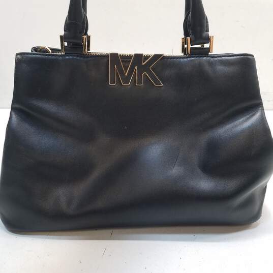 Michael+Kors+Bag+MK+Florence+Black+Leather+Satchel+Handbag+