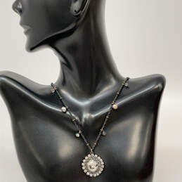 Designer Liz Palacios Silver-Tone Crystal Cut Stone Folwer Pendant Necklace