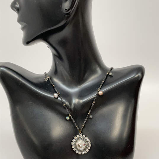 Designer Liz Palacios Silver-Tone Crystal Cut Stone Folwer Pendant Necklace image number 1
