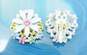 Vintage White Enamel Faux Pearl & Colorful Rhinestone Flower Clip-On Earrings & Brooches 53.2g image number 4