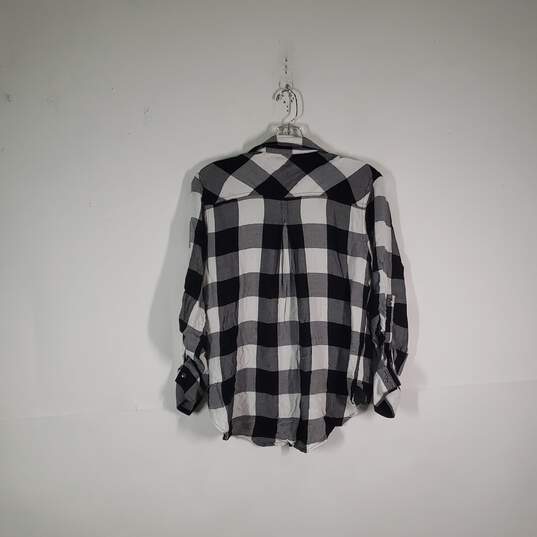 Womens Check Collared Long Sleeve Chest Pockets Button-Up Shirt Size Medium image number 2
