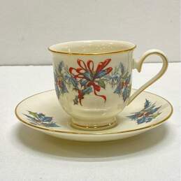 Lenox Tea Cups,, Saucers, Plates Winter Greetings Fine China 8 pc Assorted Set alternative image