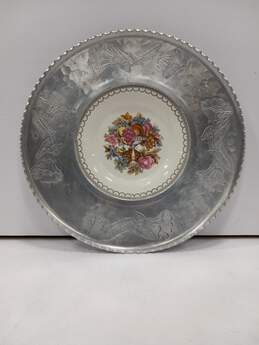 Vintage Triumpn Limoges Farberware Wrought Aluminum & Ceramic Plate Platter
