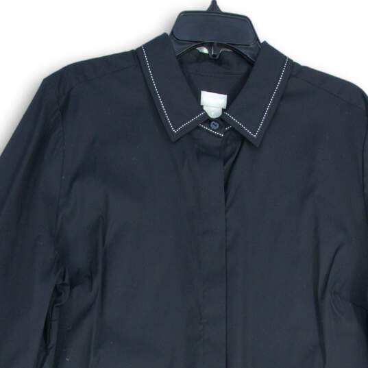 Chico's Womens Black Spread Collar 3/4 Sleeve Button-Up Shirt Size 3 image number 3