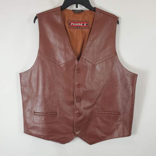 Phase 2 Men's Brown Leather Vest SZ XL image number 1