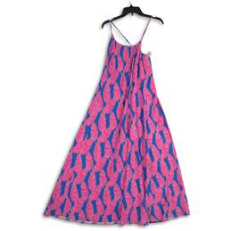 Vineyard Vines Womens Pink Blue Palm Print Scoop Neck Sleeveless Maxi Dress Sz 4
