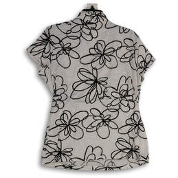 Womens White Black Printed Wrap Neck Short Sleeve Pullover Blouse Top Sz XL alternative image