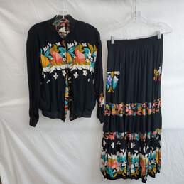 Carole Little Long Skirt & Blouse Set Size 4(Blouse) Size 12(Skirt)