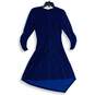 Vince Camuto Womens Blue Glitter Asymmetrical Hem Back Zip Bodycon Dress Size 8 image number 2