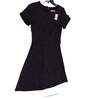 Womens Black Back Zip Round Neck Short Sleeve Mini Fit And Flare Dress Size XS image number 3