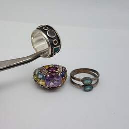 Sterling Silver Multi Gemstone Ring Bundle 3pcs 14.9g