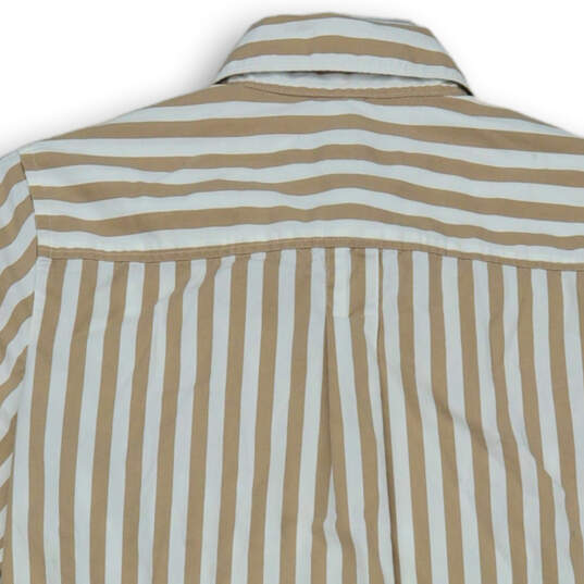 Womens White Tan Striped Long Casual Sleeve Button-Up Shirt Size XS image number 4