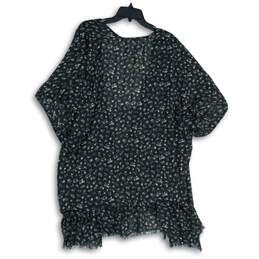 NWT Lauren Conrad Womens Black Floral Ruffle Kimono Blouse Top One Size alternative image