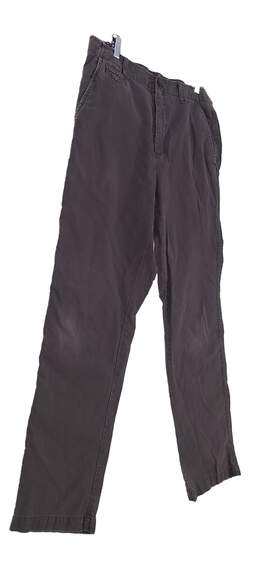 Mens Gray Flat Front Pockets Straight Leg Casual Chino Pants Size 36x32