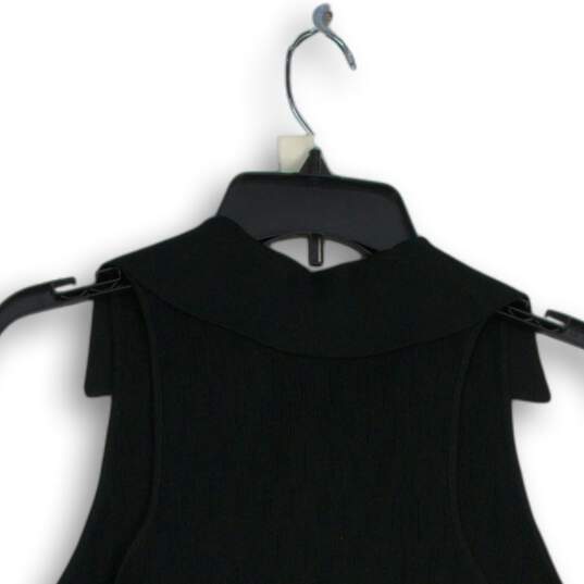 NWT Womens Black Knitted Spread Collar Sleeveless Polo Shirt Size M image number 4