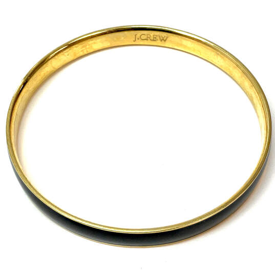 Designer J. Crew Gold-Tone Black Enamel Round Shape Bangle Bracelet image number 2