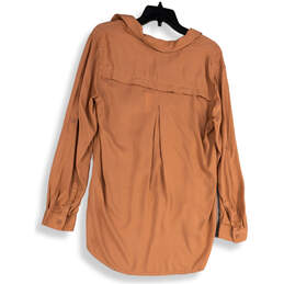 Womens Brown Long Sleeve Chest Pocket Collared Button-Up Shirt Size Medium alternative image