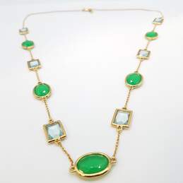 Kate Spade New York Gold Tone Faceted Gemstone Hancock Park Green 30in Necklace 27.8g
