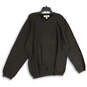 Mens Brown Knitted V-Neck Long Sleeve Pullover Sweater Size X-Large image number 1