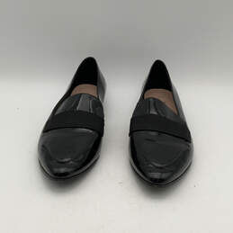 Womens Black Leather Almond Toe Slip-On Comfort Loafer Shoes Size 11
