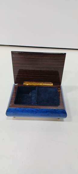 Blue Wood Handmade Italian Musical Jewelry Box