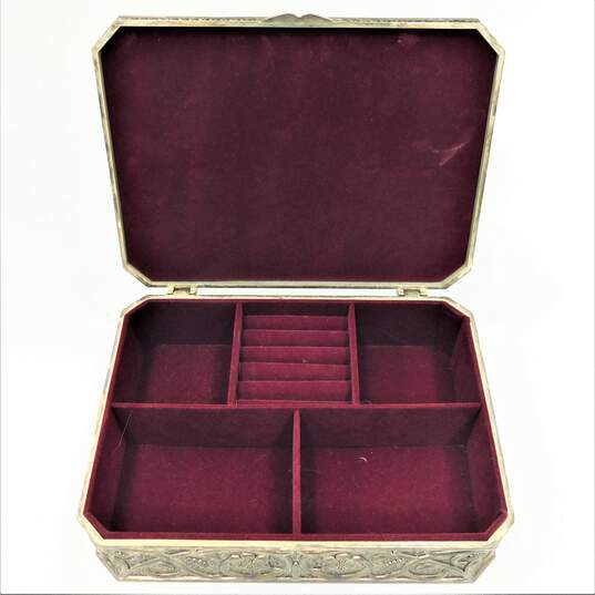 Vintage Godinger Silver Plated Jewelry Box Red Velvet Liner image number 4