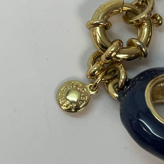 Designer J. Crew Gold-Tone Blue Enamel Large Link Chain Bracelet image number 4