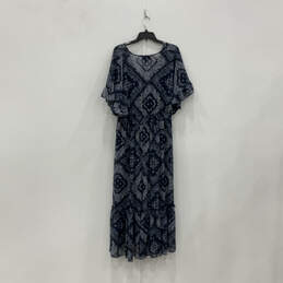 Womens Blue White Bandana Print Chiffon Ruffle V-Neck Wrap Dress Size 18/20