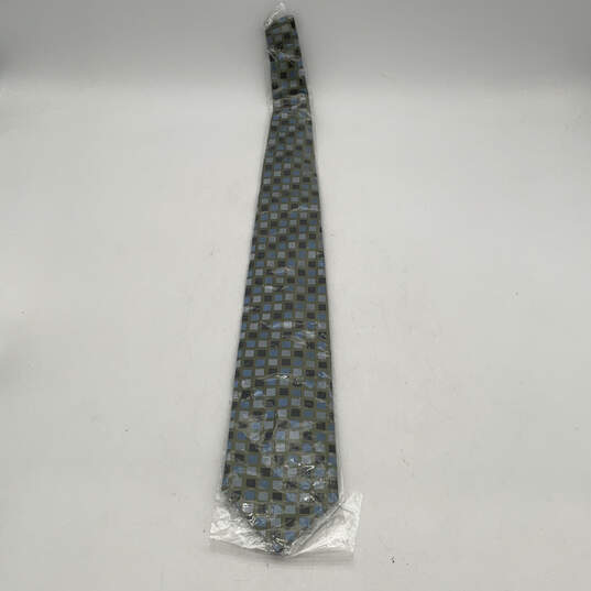 NWT Mens Multicolor Geometric Silk Keeper Loop Pointed Necktie Size XL image number 1