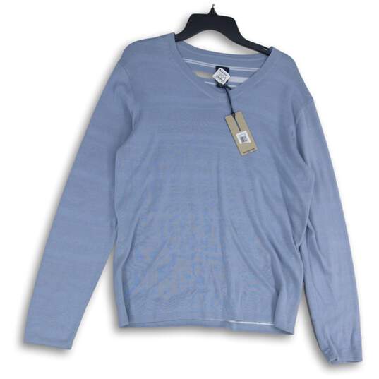 NWT Victorinox Mens Light Blue knitted V-Neck Pullover Sweater Size Large image number 1