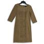 Tribal Womens Brown Round Neck 3/4 Sleeve Back Zip Sheath Dress Size 4 image number 1