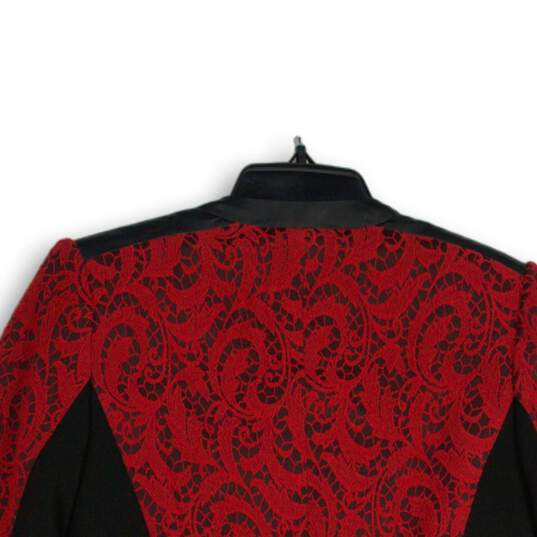 Womens Red Black Paisley Long Sleeve Welt Pocket Full-Zip Jacket Size 6 image number 4