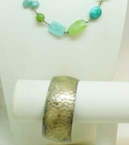Silver Tone Contemporary Turquoise, Aqua & Agate Jewelry