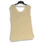 NWT Womens Beige V-Neck Sleeveless Knit Side Slit Tank Top Size M image number 2